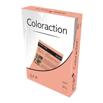 Xerografický papír Coloraction, Coral, A4, 80 g/m2, středně růžový, 100 listů, vhodný pro inkoustový tisk