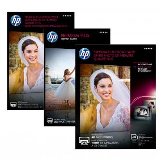 HP Premium Plus Glossy Photo Paper, foto papír, bez okrajů typ lesklý, bílý, 10x15cm, 4x6", 300 g/m2, 25 ks, CR677A, inkoustový