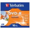 Verbatim DVD-R, 43521, DataLife PLUS, 10-pack, 4.7GB, 16x, 12cm, General, Advanced Azo+, jewel box, Wide Printable, pro archivaci