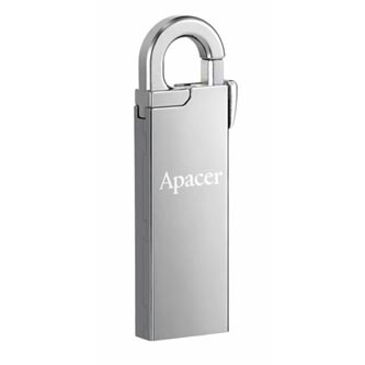 Apacer USB flash disk, USB 2.0, 32GB, AH13A, stříbrný, AP32GAH13AS-1, USB A, s karabinkou