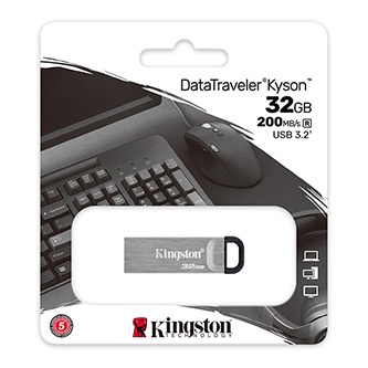 Kingston USB flash disk, USB 3.0 (3.2 Gen 1), 32GB, DataTraveler(R) Kyson, stříbrný, DTKN/32GB, s poutkem